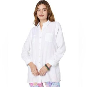 NWT Lilly Pulitzer Sea View Linen Tunic in Resort White, Size M